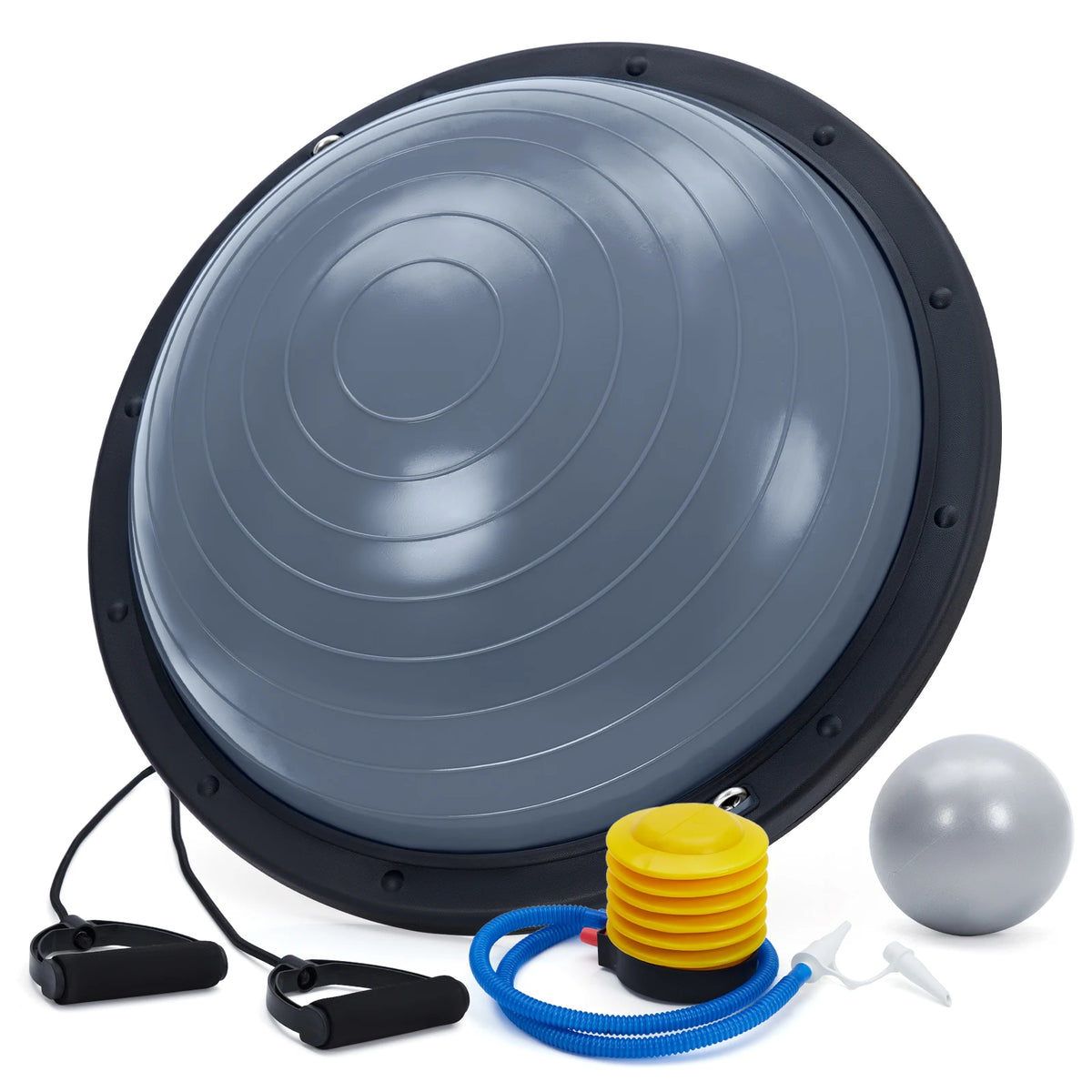 23" Half Balance Ball Trainer with Resistance Bands & Pump – Non-Slip Core Stability Trainer for Yoga, Pilates & Home Gym – Supports 1600 lbs