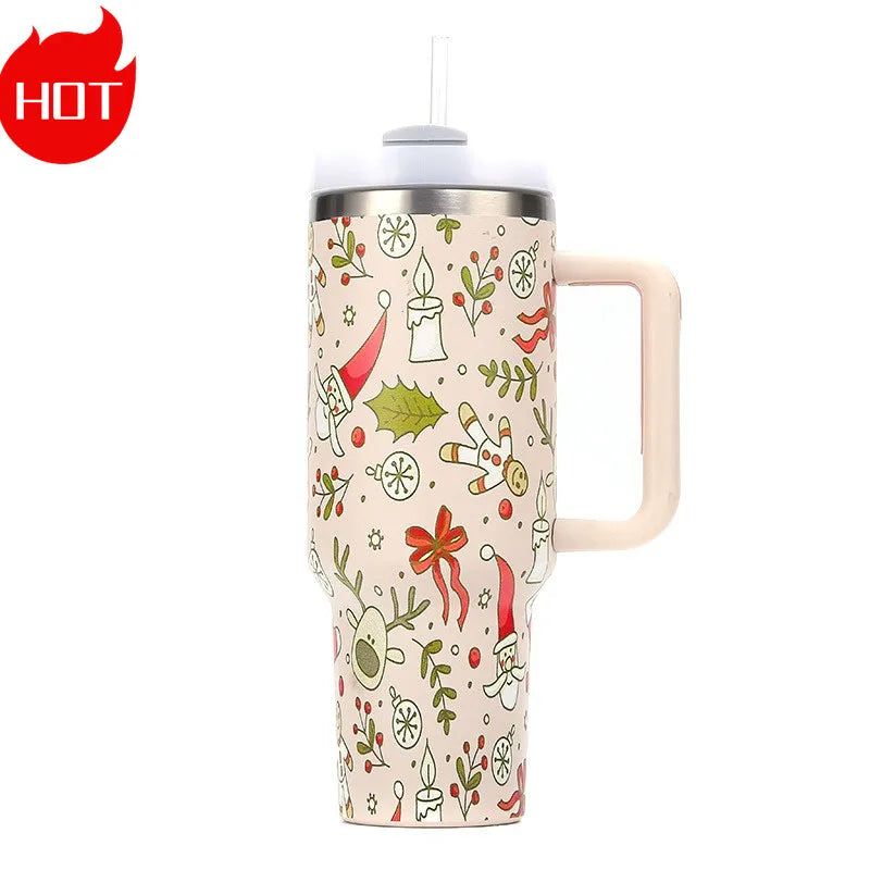 Exquisite Creative 316 Stainless Steel Christmas Gift Winter Good 40oz Insulated Cup with Handle Cold Insulated Water Bottle