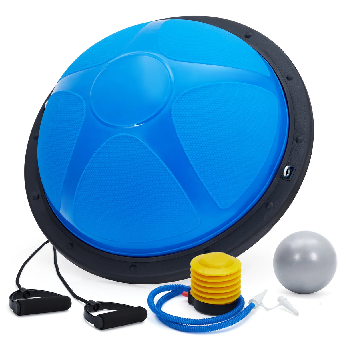 23" Half Balance Ball Trainer with Resistance Bands & Pump – Non-Slip Core Stability Trainer for Yoga, Pilates & Home Gym – Supports 1600 lbs