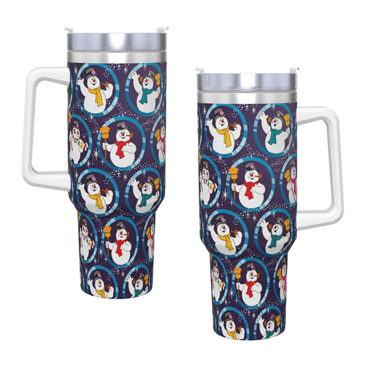 Stainless Steel Tumbler Snowman Frostys Mugs Cup With Straws  Camping Cold and Hot Water Bottle Insulated Large Thermal Mug