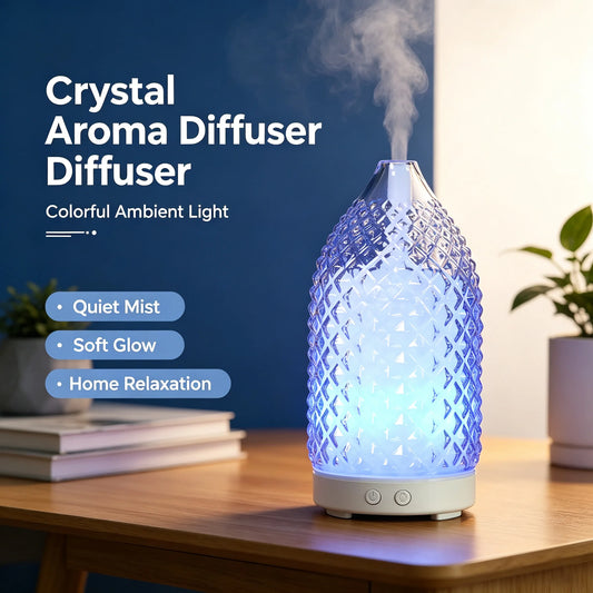 New Rhombus Aroma Diffuser 100ML Vase Humidifier with 7 Color Changing LED Lights for Office Bedroom Yoga Perfect Gift for Home