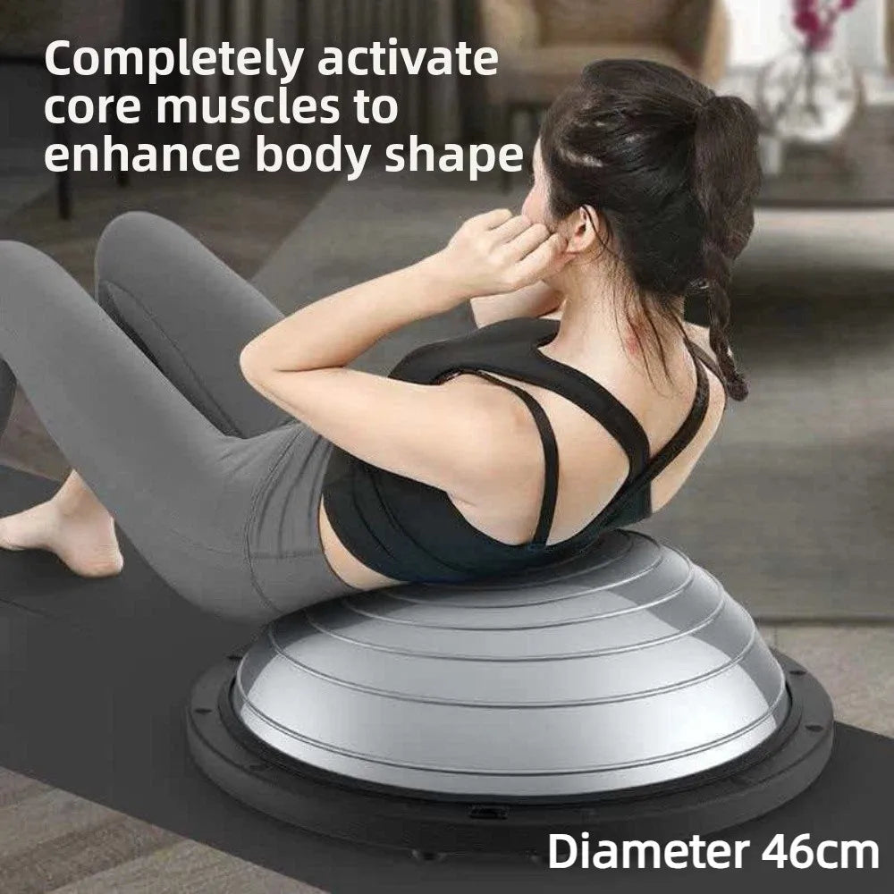 46cm Bosu Ball Half-Sphere Thickened Balance Trainer Ball Anti-burst Explosion-Proof Pilates Ball Stability Ball Home Gym