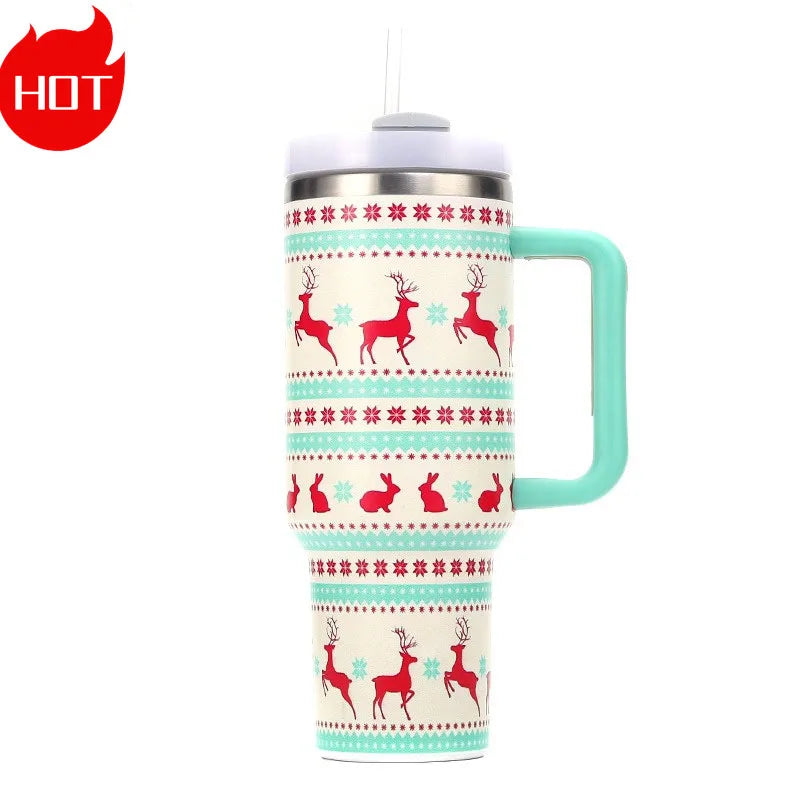 Exquisite Creative 316 Stainless Steel Christmas Gift Winter Good 40oz Insulated Cup with Handle Cold Insulated Water Bottle