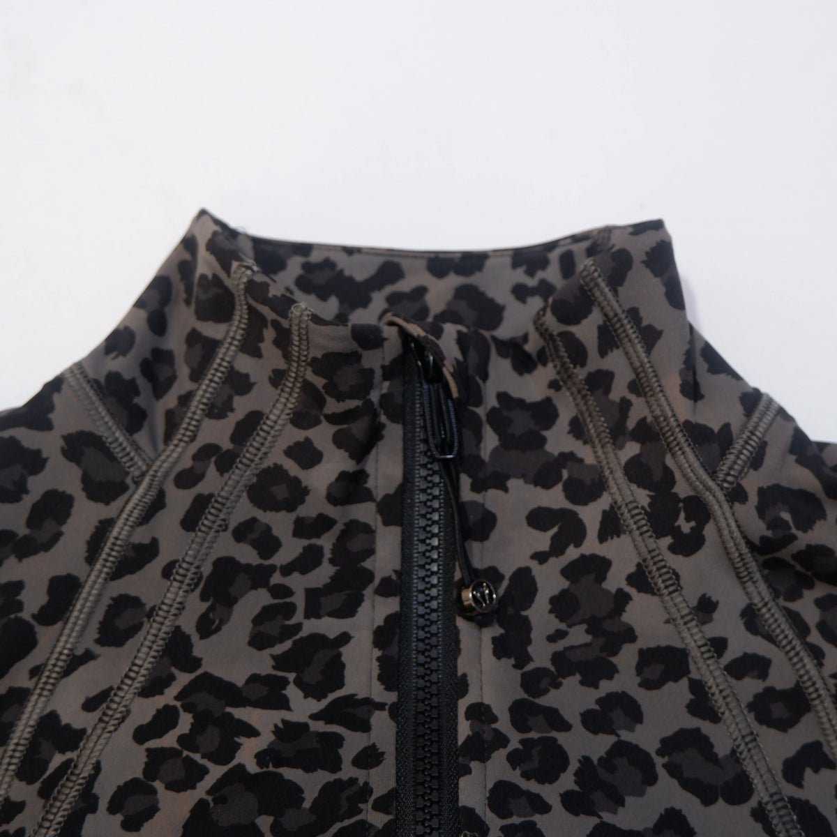 New Gradient Leopard Print Stand Collar Slim Fit Yoga Long Sleeve Jacket for Women, Sports Fitness Slimming Stretchy Coat