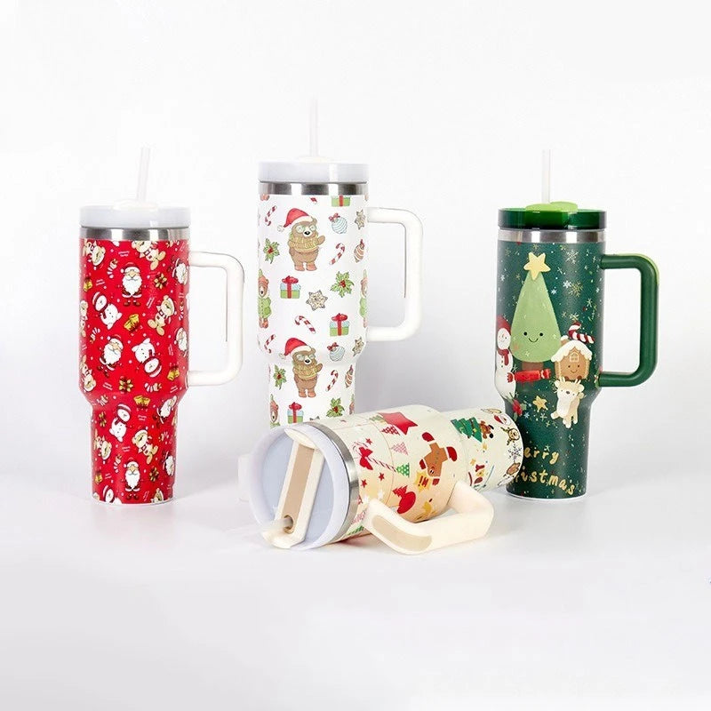 Exquisite Creative 316 Stainless Steel Christmas Gift Winter Good 40oz Insulated Cup with Handle Cold Insulated Water Bottle