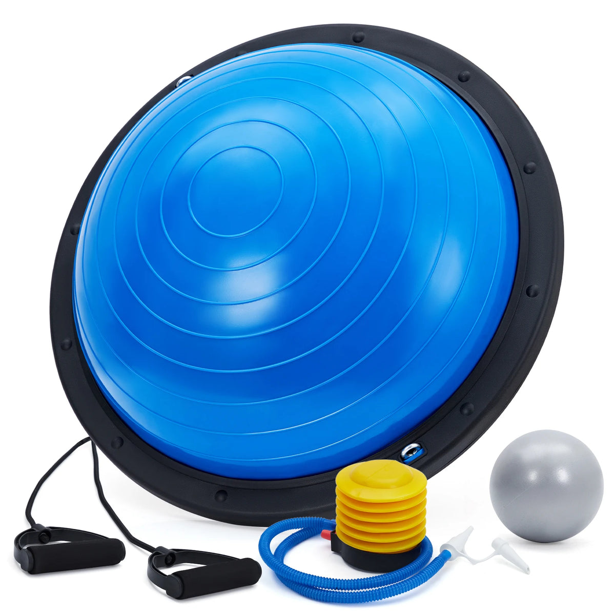 23" Half Balance Ball Trainer with Resistance Bands & Pump – Non-Slip Core Stability Trainer for Yoga, Pilates & Home Gym – Supports 1600 lbs