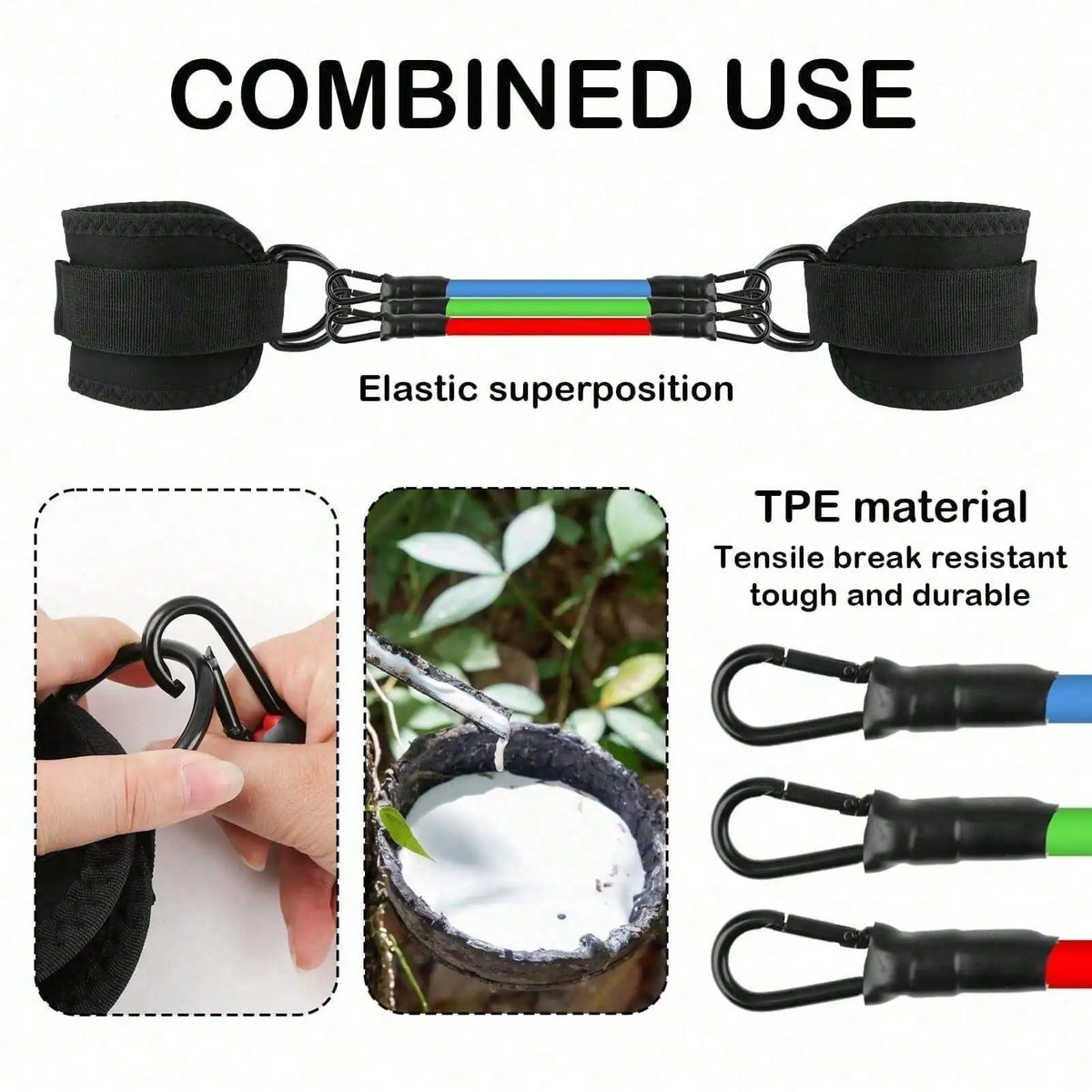 6Pcs Ankle Resistance Bands Set With Ankle Straps, Leg Workout Cables, Glute Thigh Hip Exercise Straps For Home Gym Booty Training