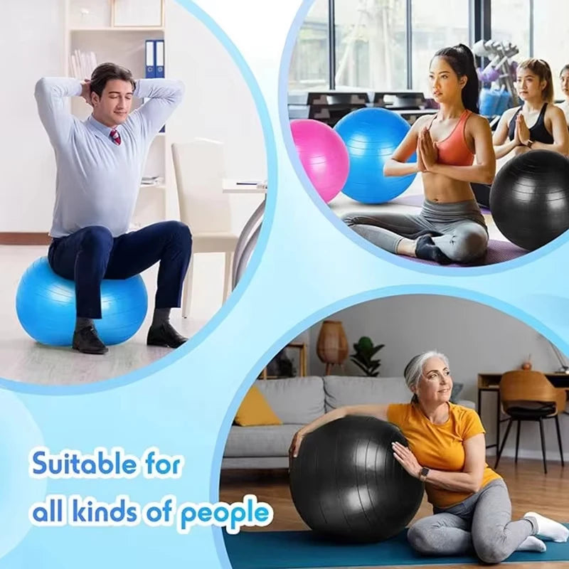 Multi-Purpose Yoga Exercise Ball 55-75cm with Foot Pump Kit Fitness Ball for Workout Pregnancy Pilates Office Sitting Home Gym