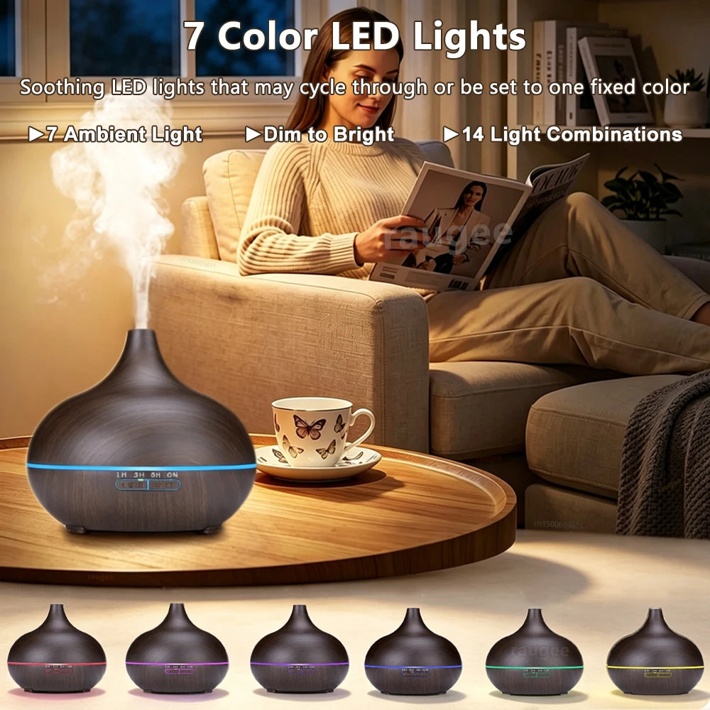 Air Aroma Humidifier Woodgrain Ultrasonic USB Humidifier Essential Oil Diffuser Home Fragrance Air Purifier with Night Light