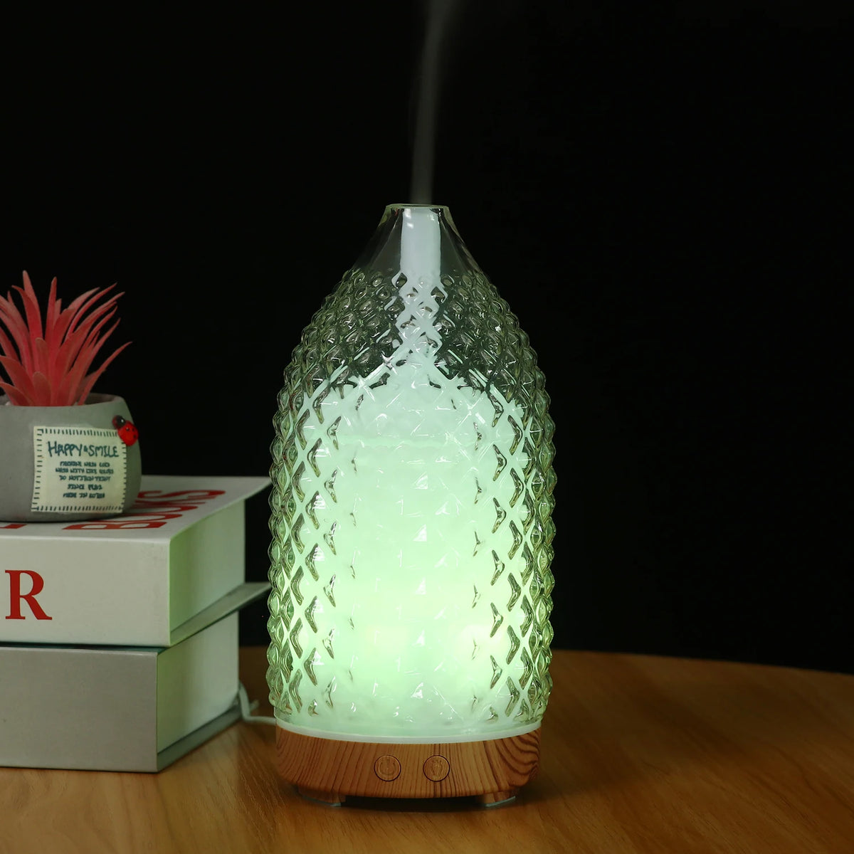 New Rhombus Aroma Diffuser 100ML Vase Humidifier with 7 Color Changing LED Lights for Office Bedroom Yoga Perfect Gift for Home