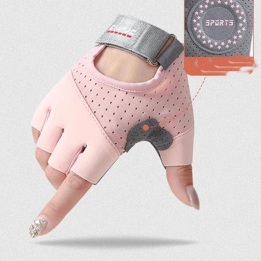 Women's Fitness Half Finger Gloves, Anti Slip, Wear-Resistant, Anti-Cocoon Yoga Spinning Bike Sports Cycling