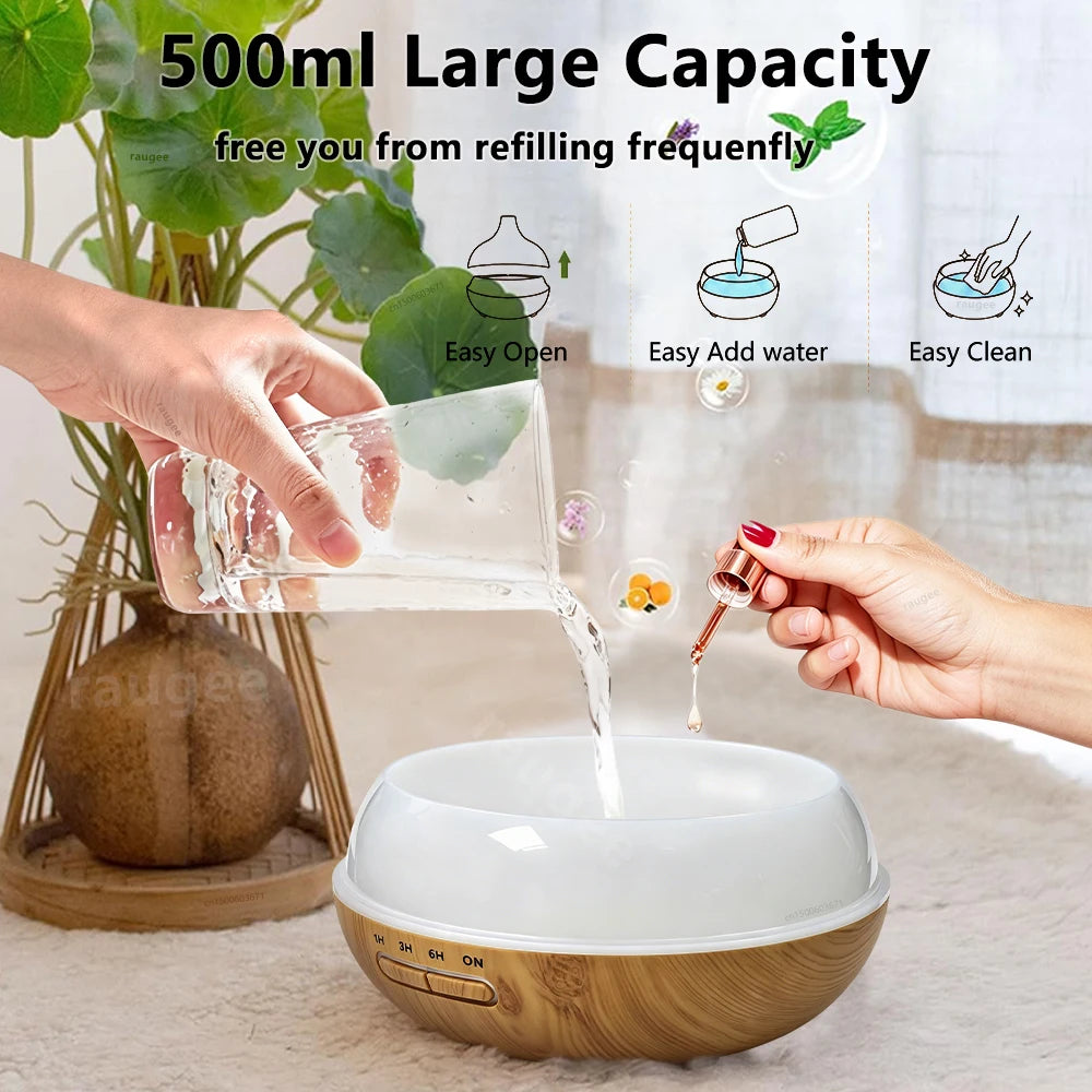 Air Aroma Humidifier Woodgrain Ultrasonic USB Humidifier Essential Oil Diffuser Home Fragrance Air Purifier with Night Light