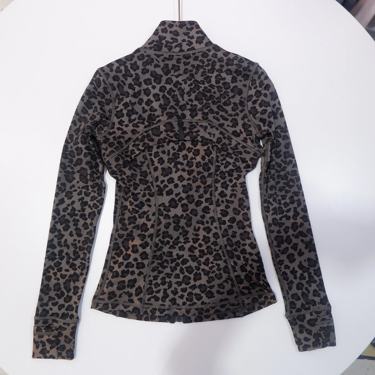 New Gradient Leopard Print Stand Collar Slim Fit Yoga Long Sleeve Jacket for Women, Sports Fitness Slimming Stretchy Coat
