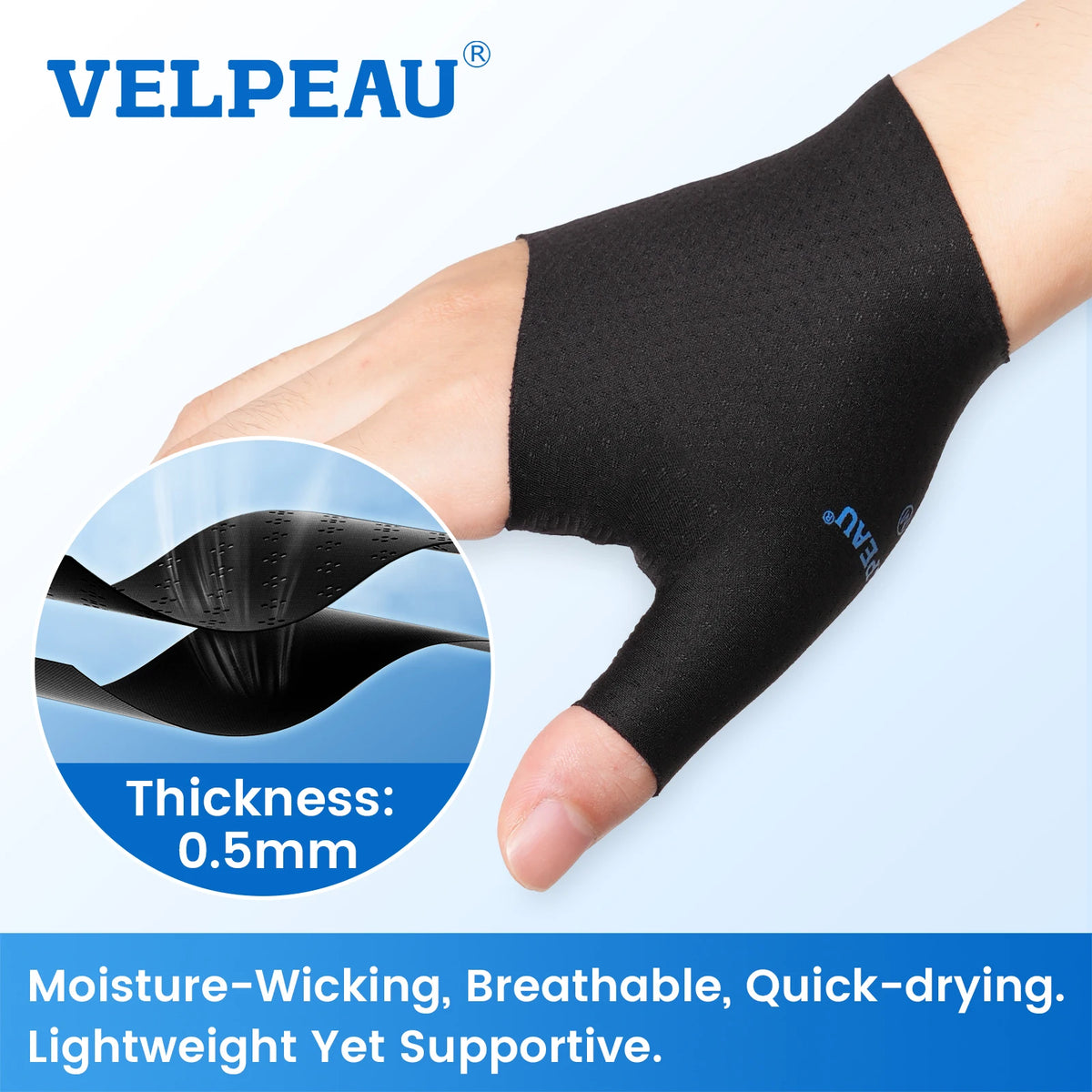 VELPEAU Thumb Wrist Support Sleeve for Sports, Mild Arthritis and Tendonitis, Unisex Elastic Compression Sleeve 2PCS