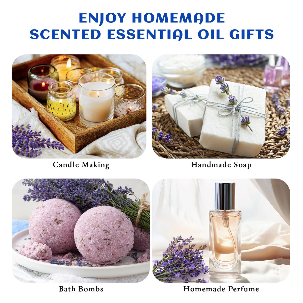HIQILI 100ML Natural Essential Oil, Frankincense/Lemon/Rosemary/Tea Tree/Lavender/Wintergreen/Ylang, Humidifiers, DIY Candles