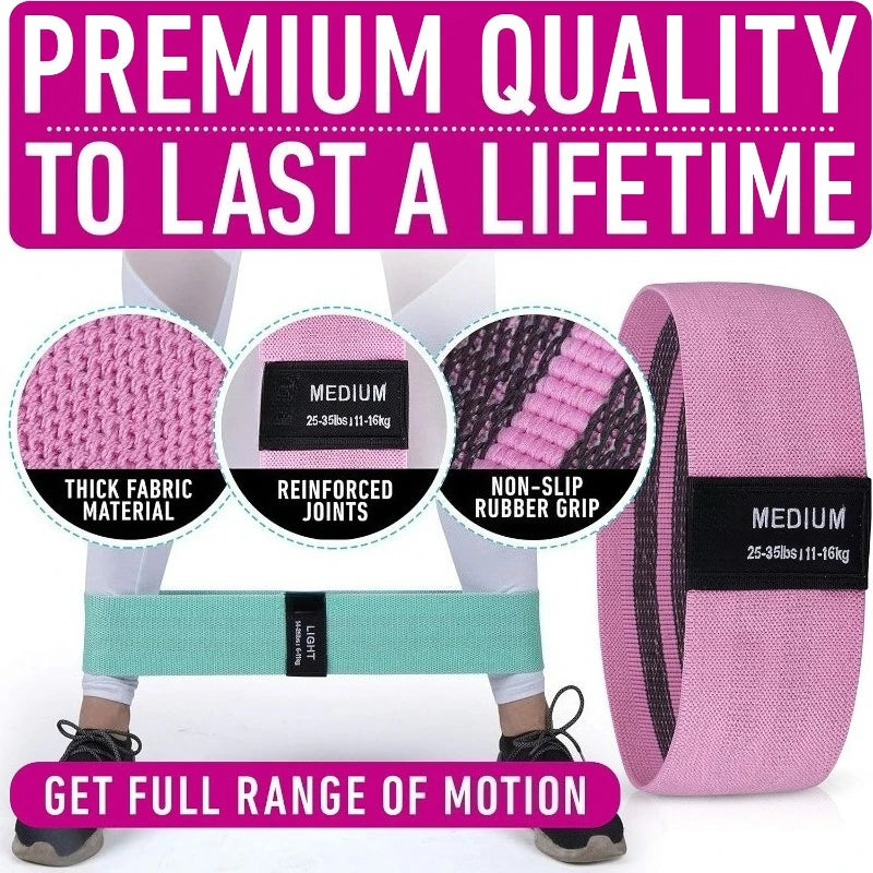 Booty Bands for Women Men Fabric Elastic Bands for Exercise, Resistance Bands for Legs for Working Out Hip Thigh Glute Bands Set
