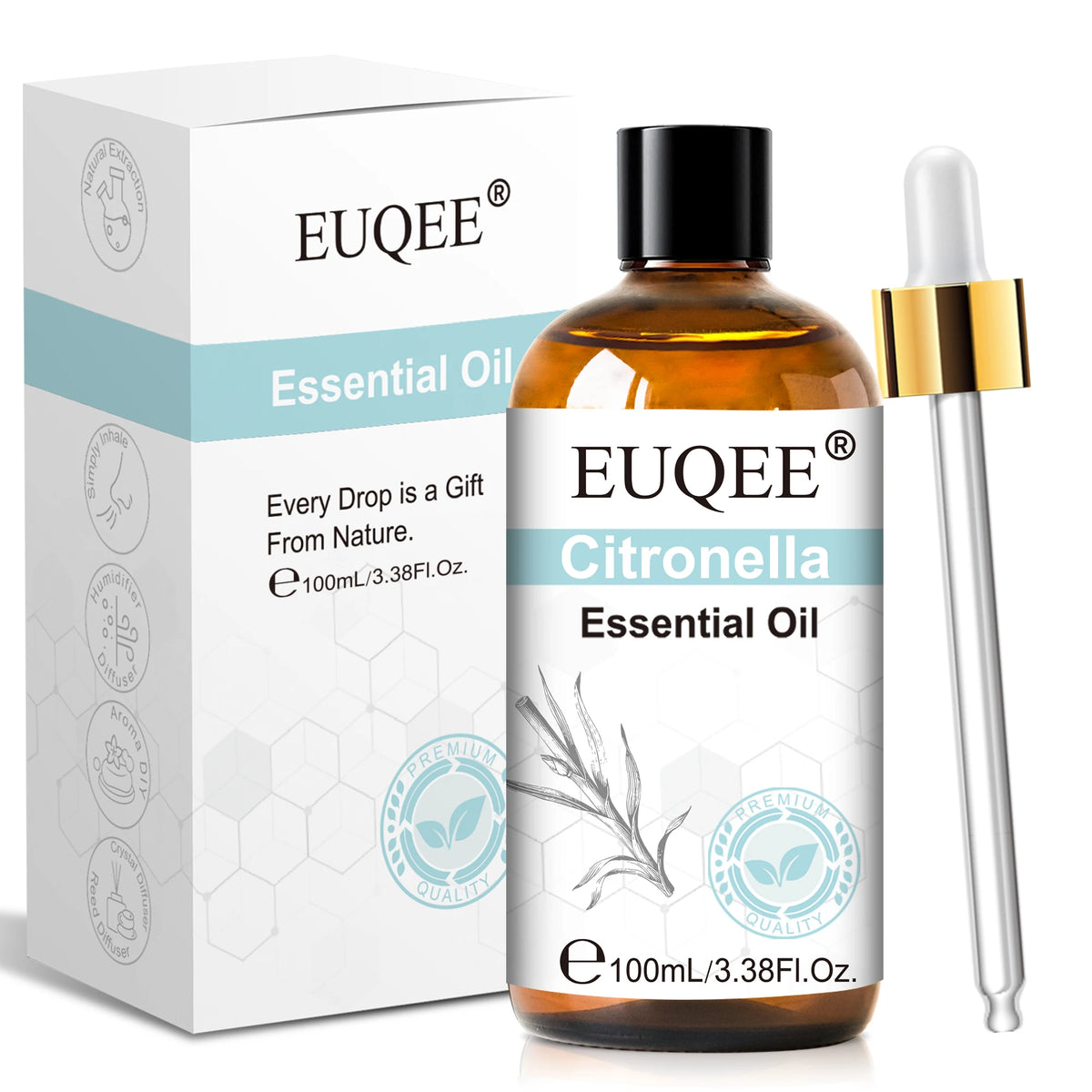 EUQEE 100ml/3.38Fl.Oz Premium Essential Oil For Soap & Candle Making Vanilla Lavender Eucalyptus Cinnamon Lemongrass Aromatherapy Essential Oils For Diffuser