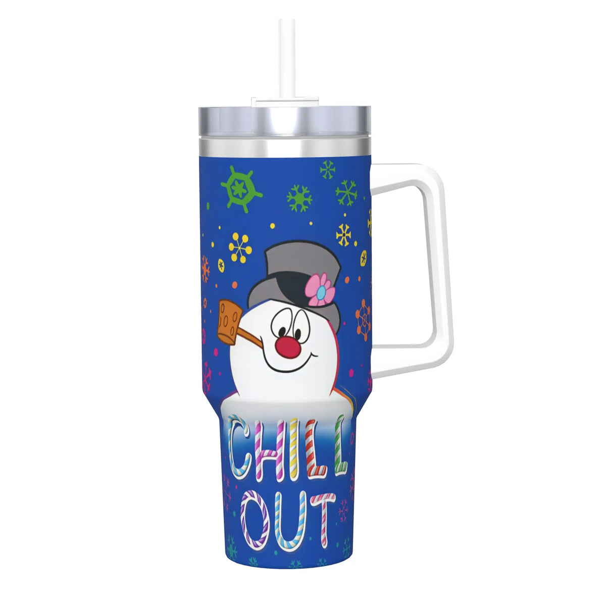 Stainless Steel Tumbler Snowman Frostys Mugs Cup With Straws  Camping Cold and Hot Water Bottle Insulated Large Thermal Mug