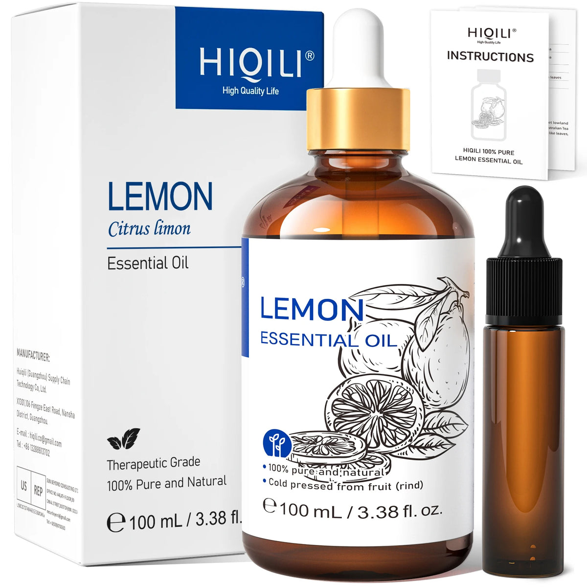 HIQILI 100ML Natural Essential Oil, Frankincense/Lemon/Rosemary/Tea Tree/Lavender/Wintergreen/Ylang, Humidifiers, DIY Candles
