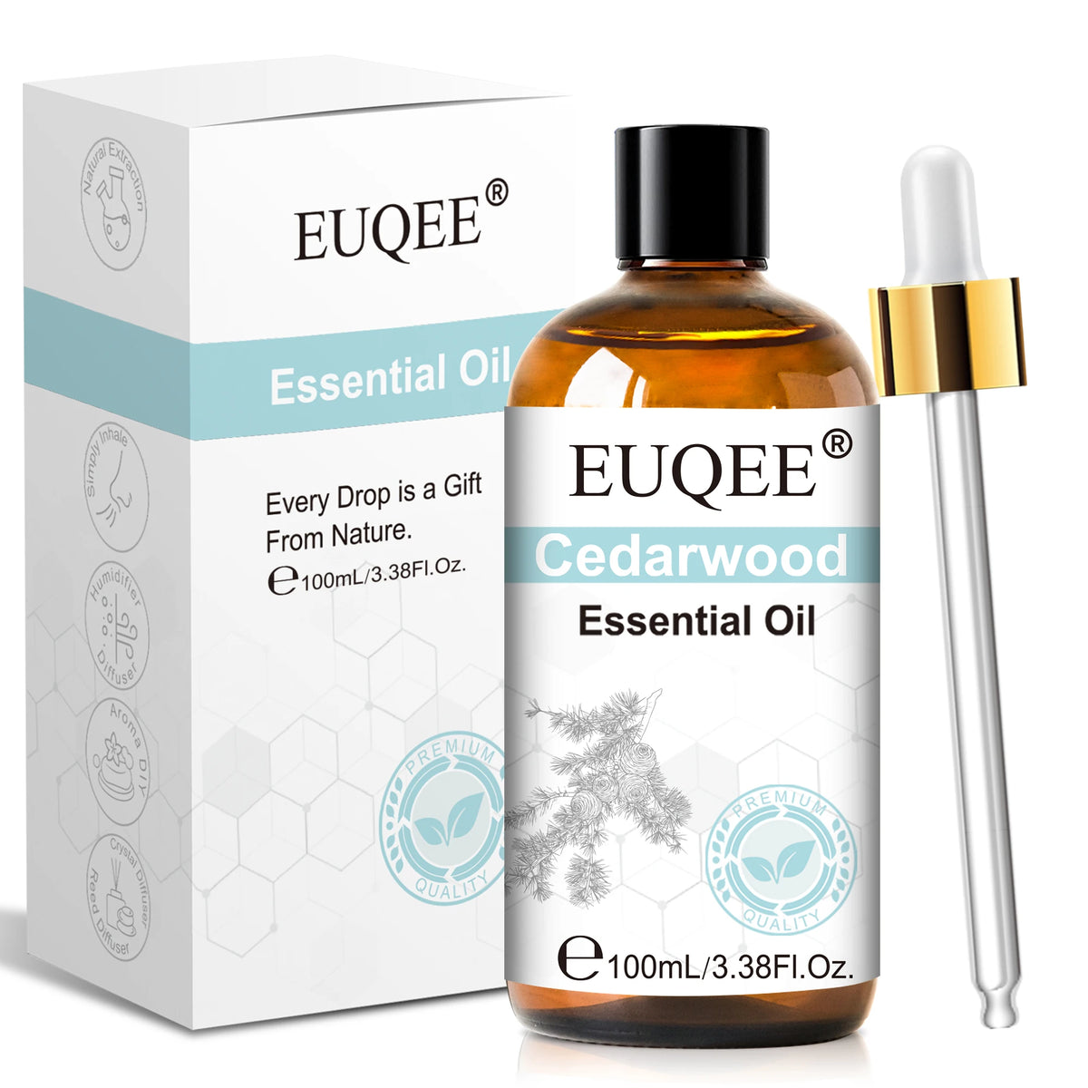 EUQEE 100ml/3.38Fl.Oz Premium Essential Oil For Soap & Candle Making Vanilla Lavender Eucalyptus Cinnamon Lemongrass Aromatherapy Essential Oils For Diffuser