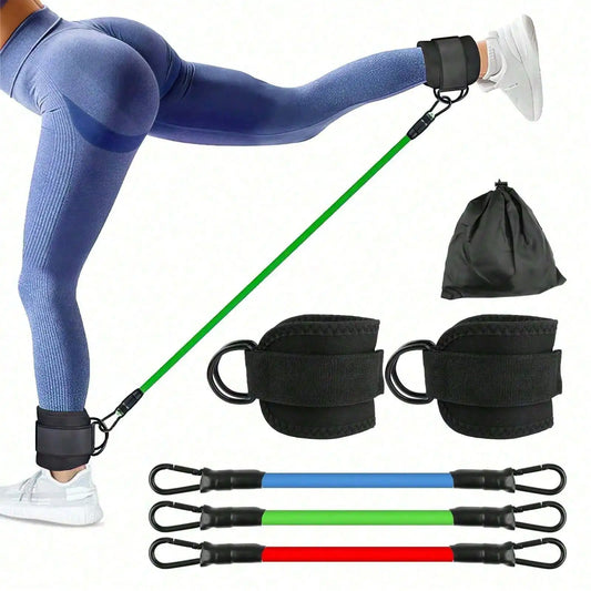 6Pcs Ankle Resistance Bands Set With Ankle Straps, Leg Workout Cables, Glute Thigh Hip Exercise Straps For Home Gym Booty Training