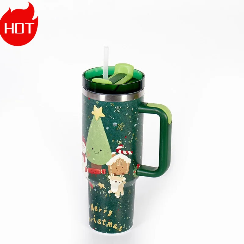 Exquisite Creative 316 Stainless Steel Christmas Gift Winter Good 40oz Insulated Cup with Handle Cold Insulated Water Bottle