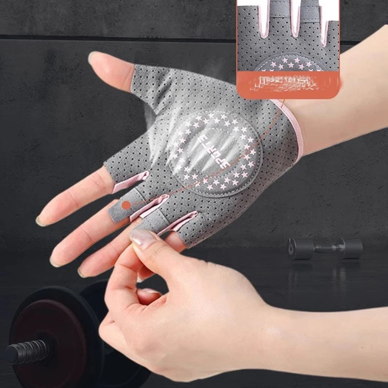 Women's Fitness Half Finger Gloves, Anti Slip, Wear-Resistant, Anti-Cocoon Yoga Spinning Bike Sports Cycling