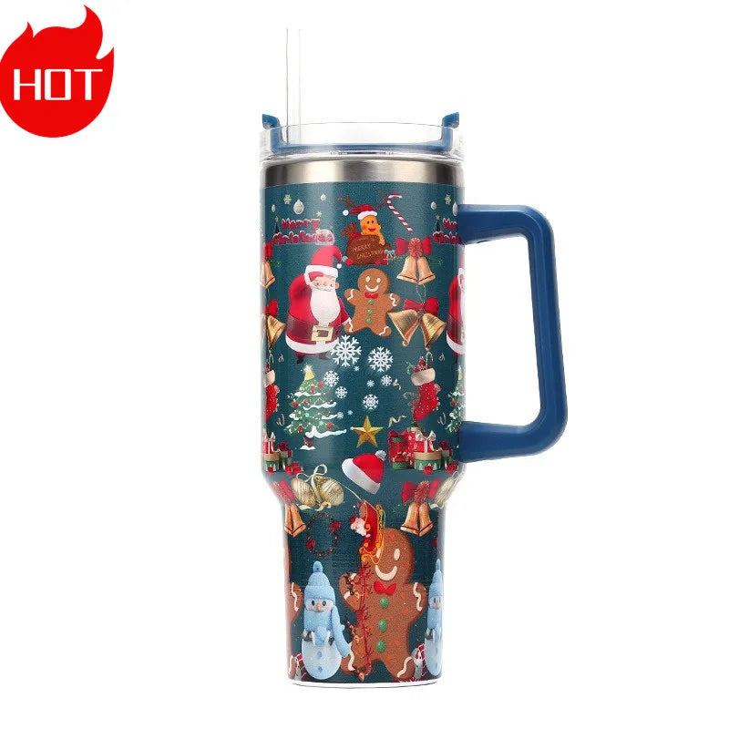 Exquisite Creative 316 Stainless Steel Christmas Gift Winter Good 40oz Insulated Cup with Handle Cold Insulated Water Bottle