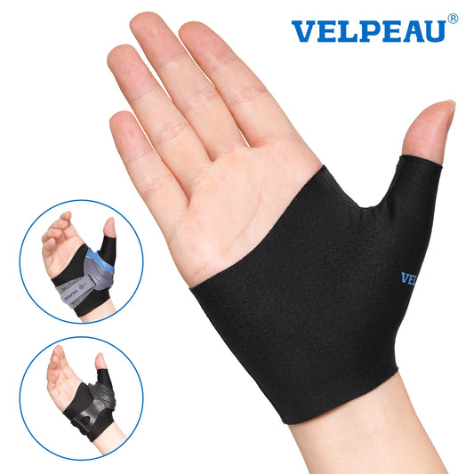 VELPEAU Thumb Wrist Support Sleeve for Sports, Mild Arthritis and Tendonitis, Unisex Elastic Compression Sleeve 2PCS