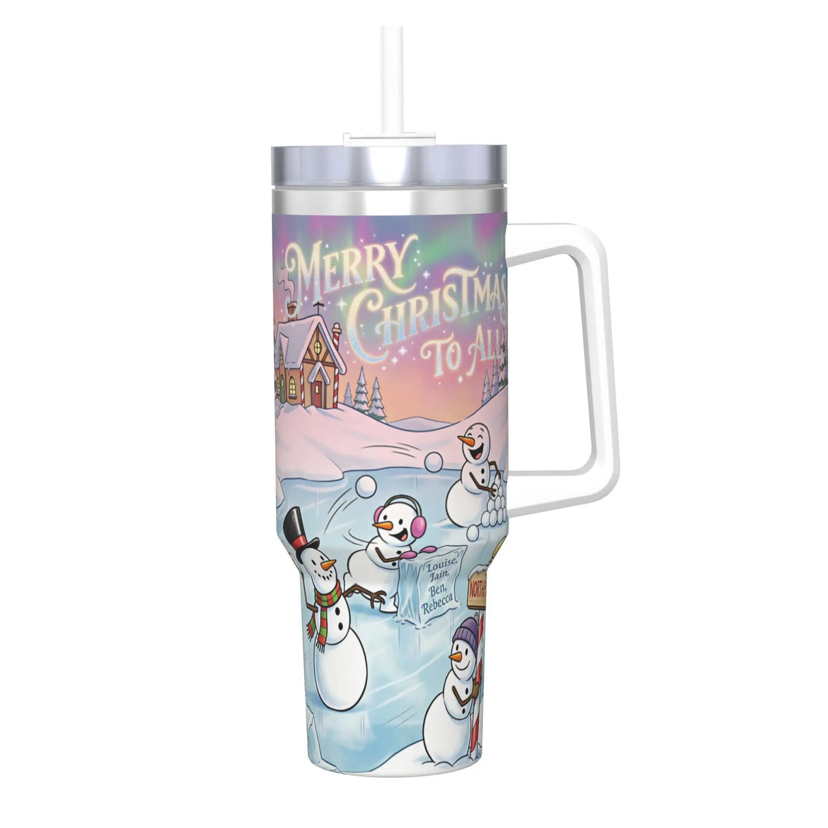 Stainless Steel Tumbler Snowman Frostys Mugs Cup With Straws  Camping Cold and Hot Water Bottle Insulated Large Thermal Mug