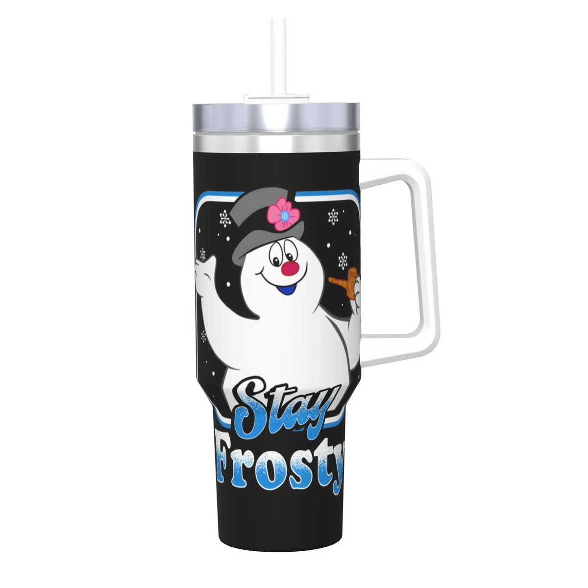 Stainless Steel Tumbler Snowman Frostys Mugs Cup With Straws  Camping Cold and Hot Water Bottle Insulated Large Thermal Mug