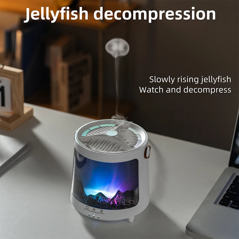 2026 New Aurora Essential Oil Diffuser Humidifier with Flame Effect 7 Color LED Light for Home