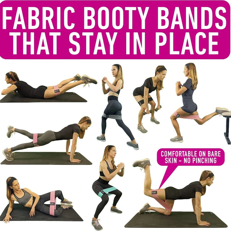 Booty Bands for Women Men Fabric Elastic Bands for Exercise, Resistance Bands for Legs for Working Out Hip Thigh Glute Bands Set