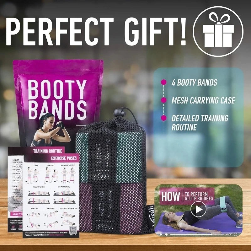 Booty Bands for Women Men Fabric Elastic Bands for Exercise, Resistance Bands for Legs for Working Out Hip Thigh Glute Bands Set