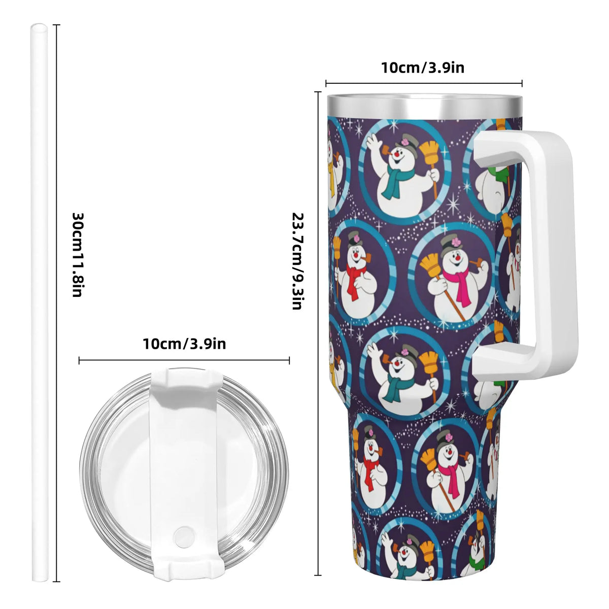 Stainless Steel Tumbler Snowman Frostys Mugs Cup With Straws  Camping Cold and Hot Water Bottle Insulated Large Thermal Mug