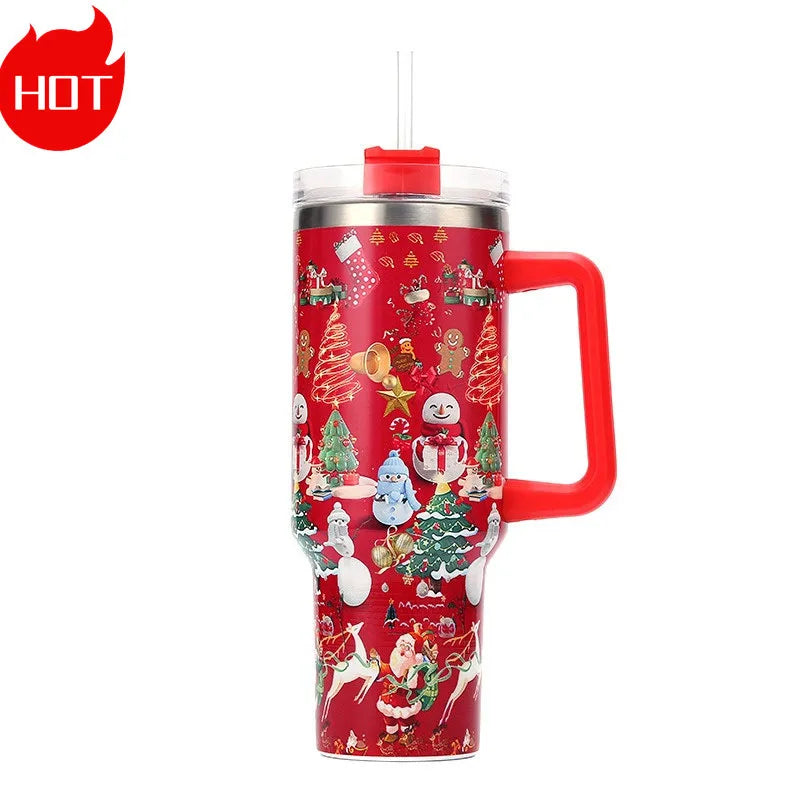 Exquisite Creative 316 Stainless Steel Christmas Gift Winter Good 40oz Insulated Cup with Handle Cold Insulated Water Bottle