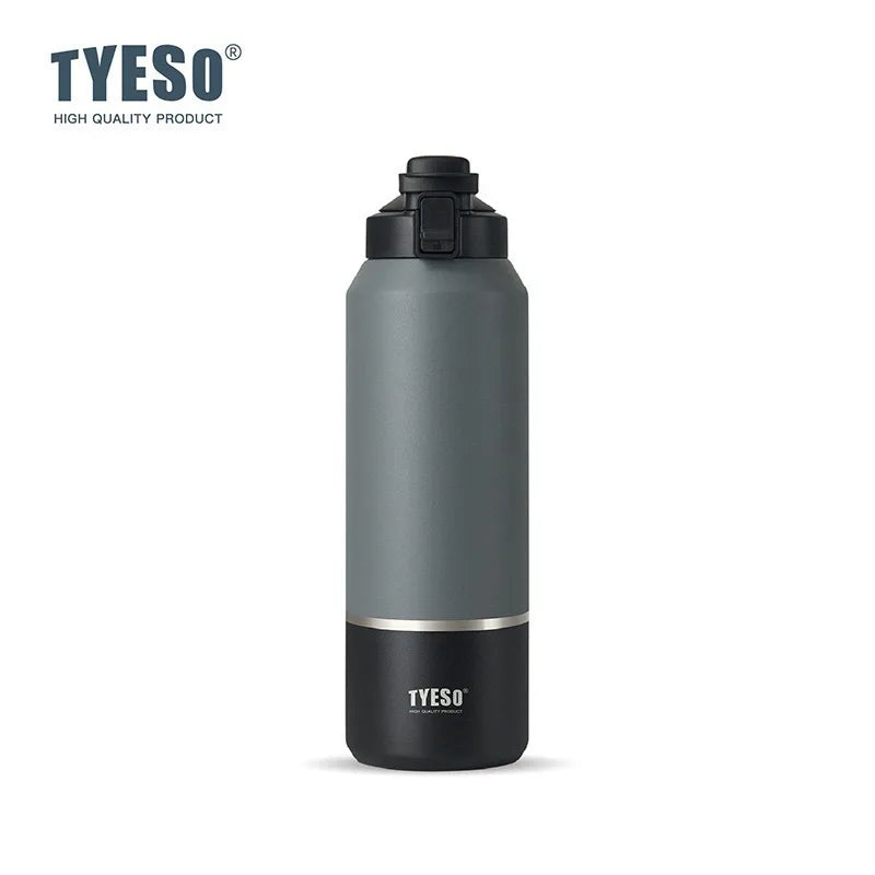 Tyeso Large‑Capacity Travel Mug with HandleVacuum Insulated Water Bottle Leakproof Lid Drinkware for Hiking Outdoor
