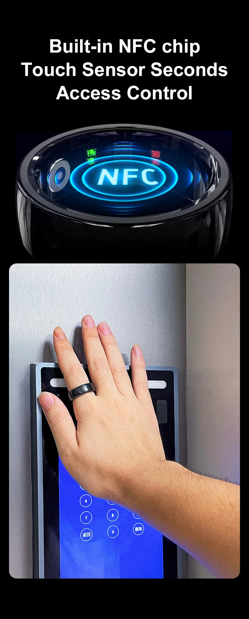 R05 Smart Ring Men Women Heart Rate Blood Oxygen Monitor NFC Health Tracker Sleep Stress Monitor 5ATM Waterproof Multi Sport